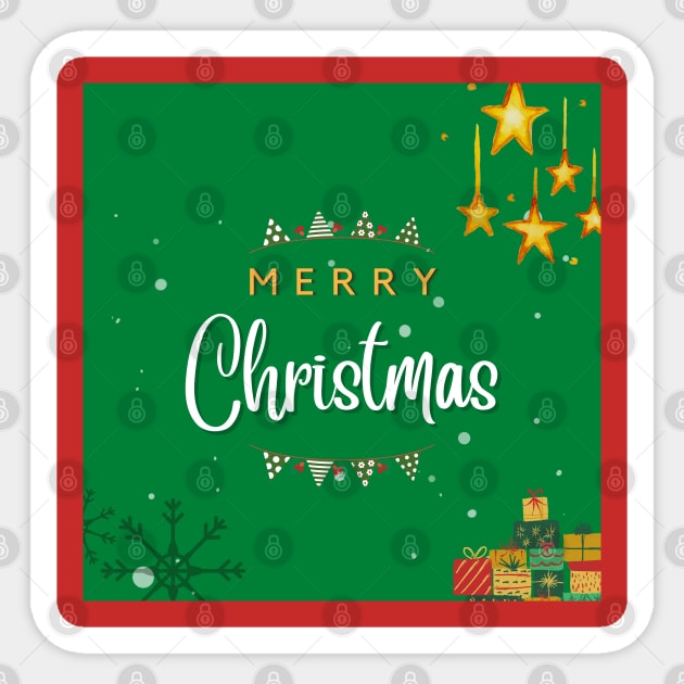 Merry Christmas - Green Xmas Sticker by Pop Cult Store